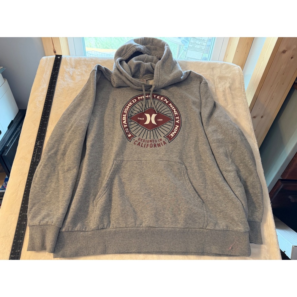 Hurley Mens XXL Heather Gray Graphic Pullover Hoodie HMF23-07383 California